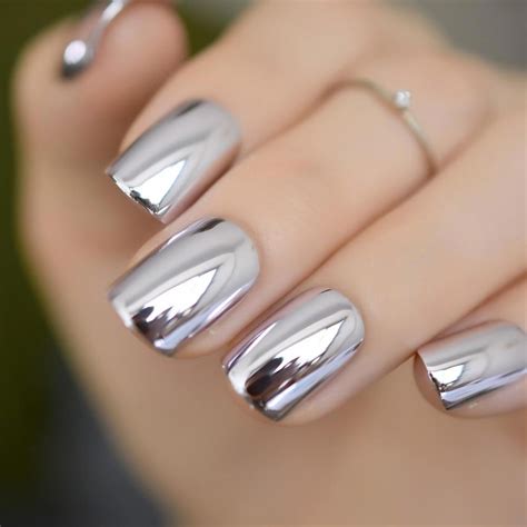 silver gel nails